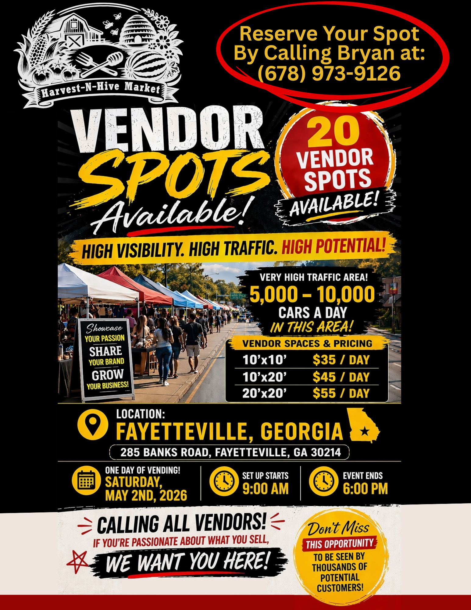 Harvest-N-Hive Market Vendor Call for May 2, 2026